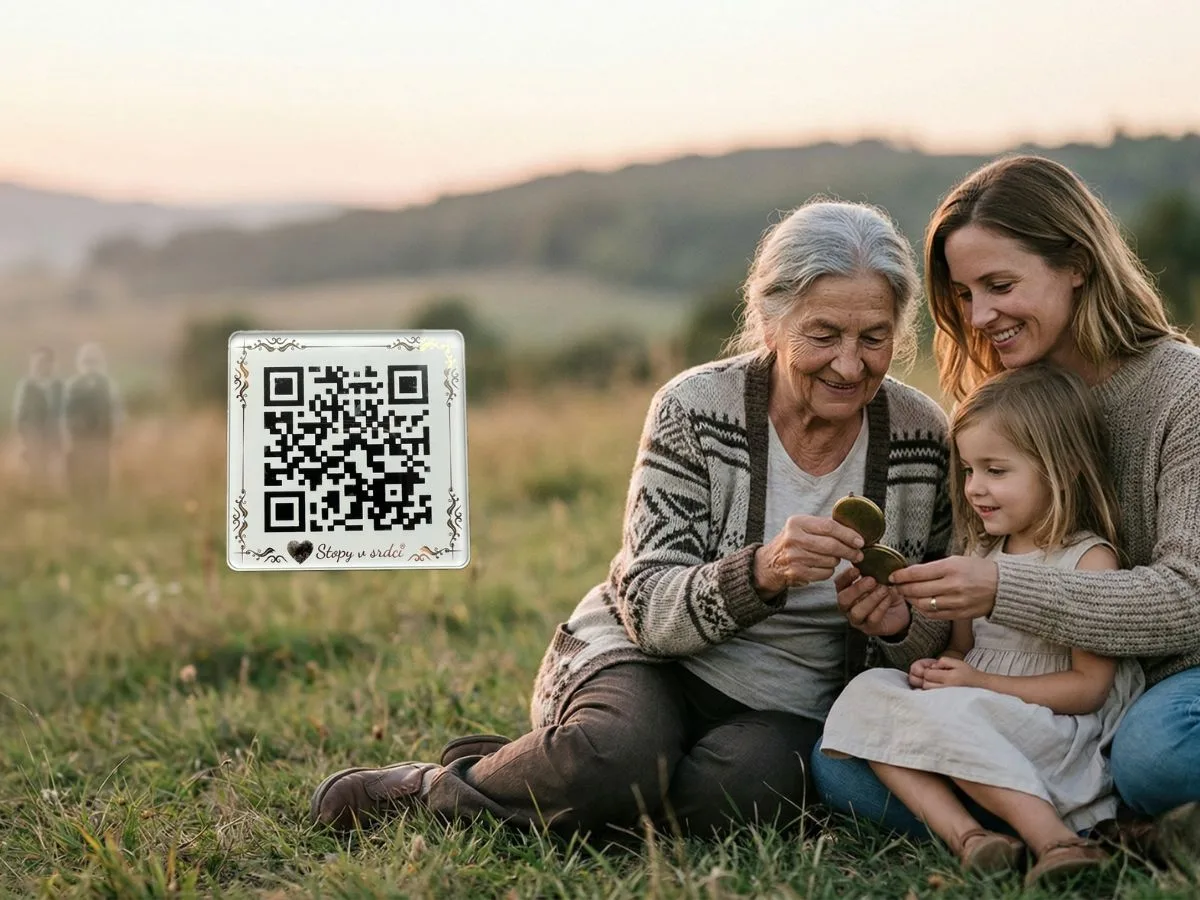 Skleněný QR kód, který otevírá příběhy